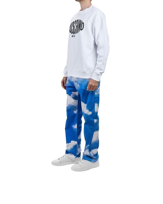 Moschino White Sport Logo Sweatshirt for men