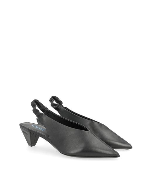Loewe Gray Origami Cubic Lambskin Slingback