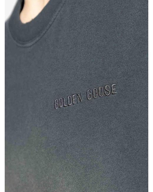 Golden Goose Deluxe Brand Blue Dark Crew Neck T-Shirt for men
