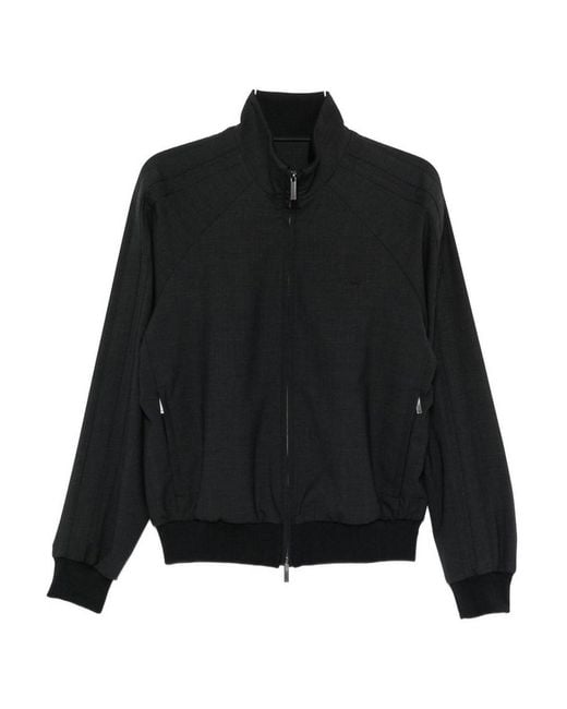 Emporio Armani Black Wool Blend Bomber Jacket for men