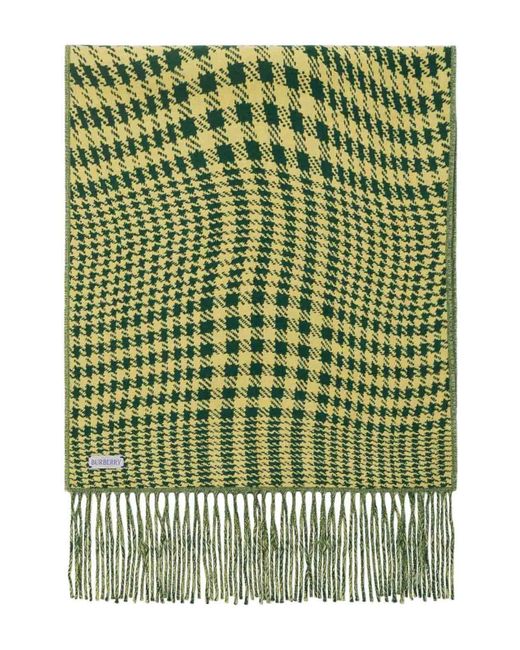 Burberry Green Warped Houndstooth Scarf