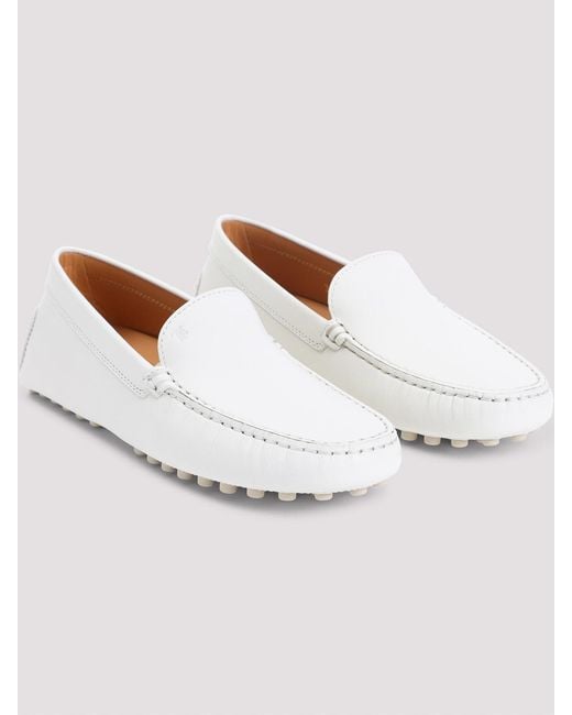 Tod's White Leather Loafers
