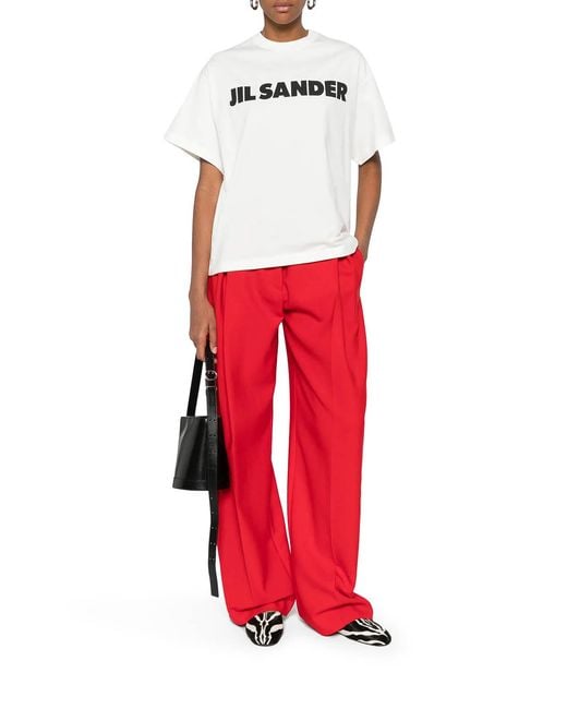 Jil Sander White Cotton T-Shirt With Logo