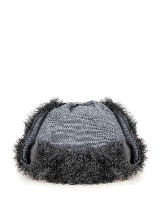 Kijima Takayuki Gray Wool Knit Aviator Hat for men