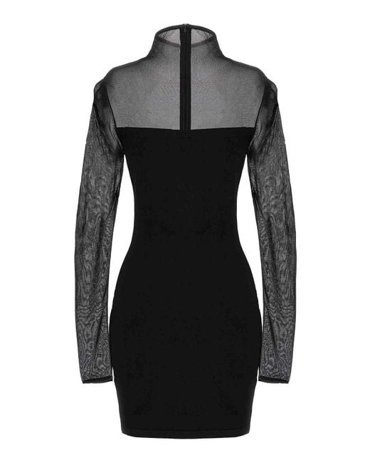 Nensi Dojaka Black Fitted Semisheer Dress