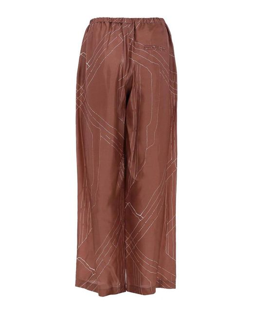Alysi Brown Silk Trousers