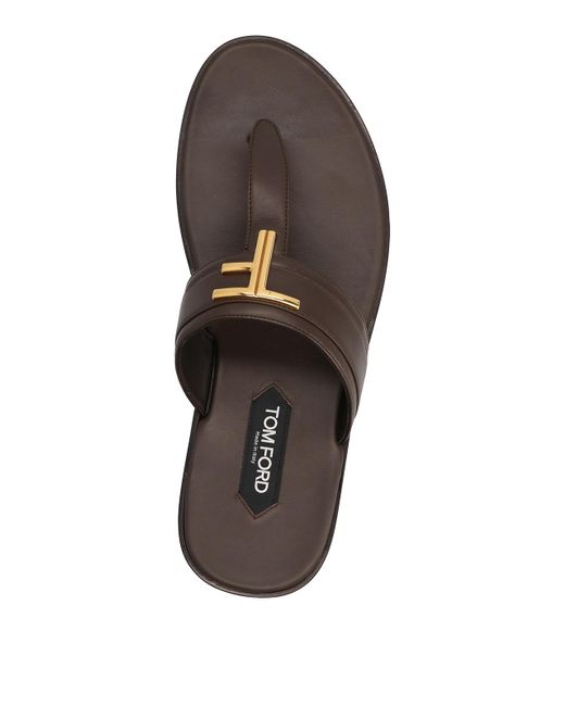 Tom Ford Black Logo Thong Sandals for men