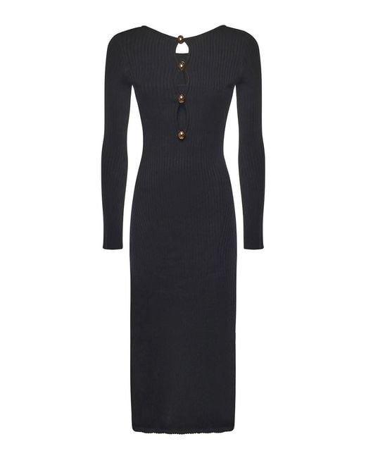 Marciano Black Ribbed Knit Midi Dress