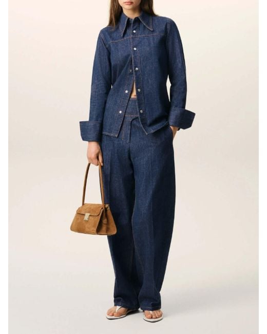 AMI Blue Sharp Collar Shirt for men
