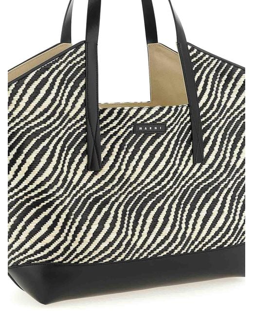 Marni Black Waves Shopping Bag