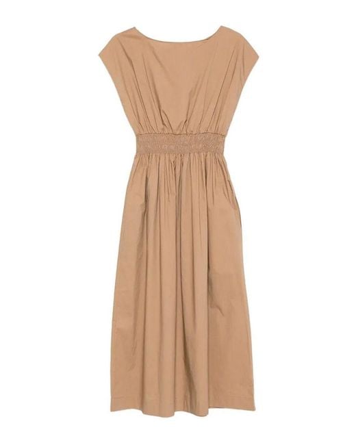 Roberto Collina Natural Elasticated Waist Cotton Midi Dress