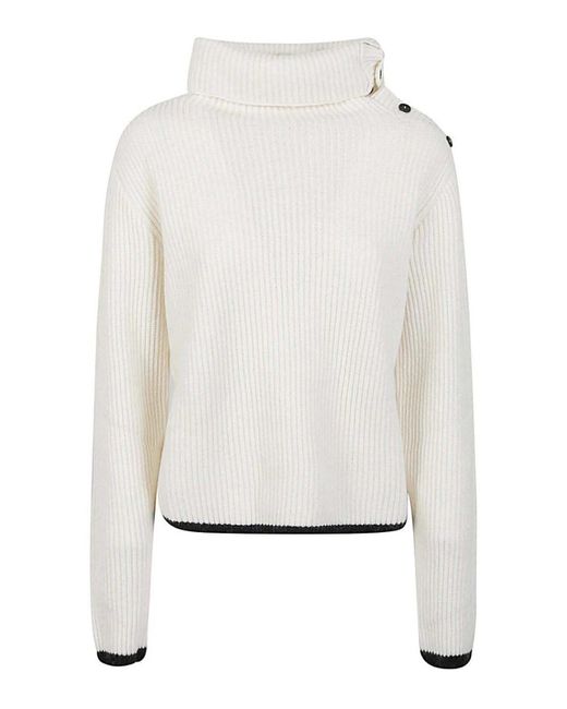 Liviana Conti White Wool Blend Turtleneck Sweater