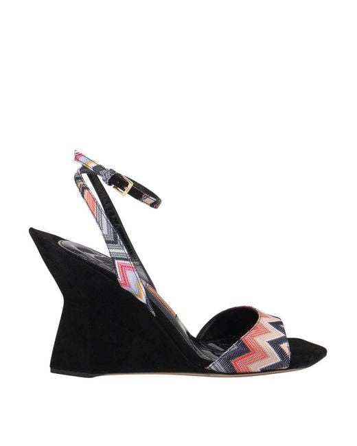 Missoni Black Laced Geometric Print Sandals