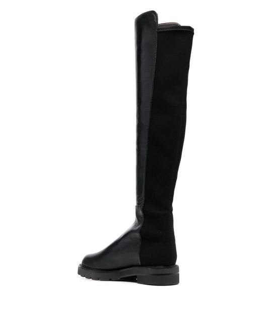 Stuart Weitzman Black Lift Asymmetric Knee Boots