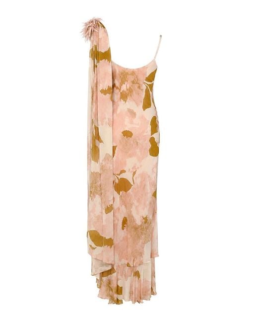 Clips Pink Long Viscose Dress With Floral Print