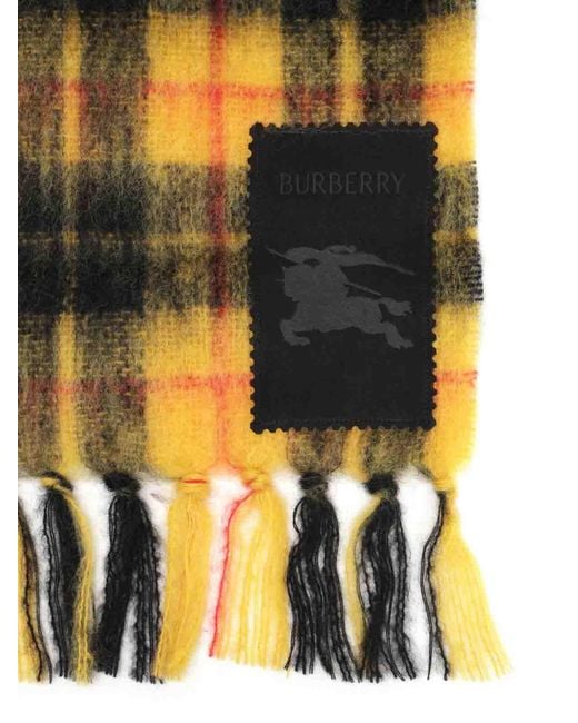 Burberry Yellow Check Wool And Mohair Scarf