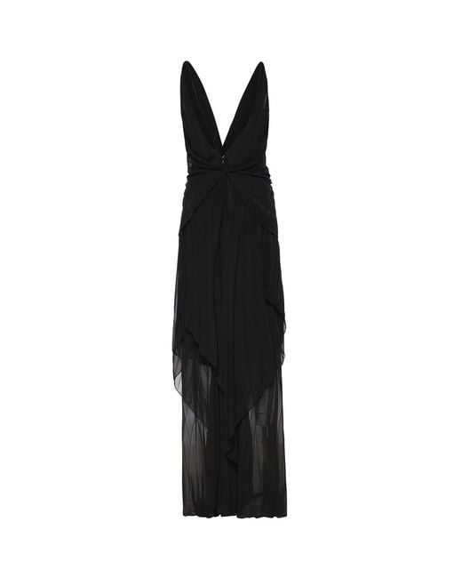 Genny Black Long Pleated Dress