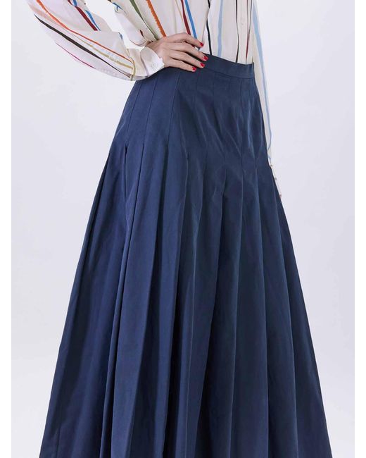Paul Smith Blue Long Pleated Skirt
