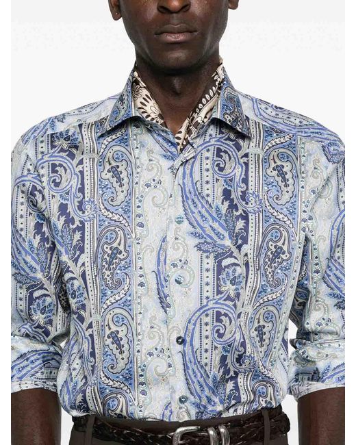 Etro Blue Printed Shirt for men