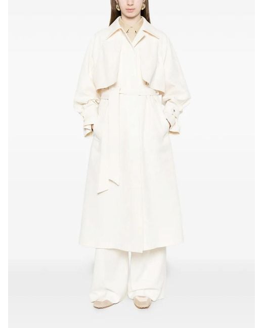 Herno White Ivory Knot Trench Coat