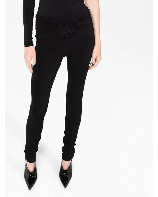 Magda Butrym Black Floral Embellished Leggings