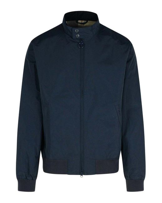 Barbour Blue Royston Waxed Cotton Bomber Jacket for men