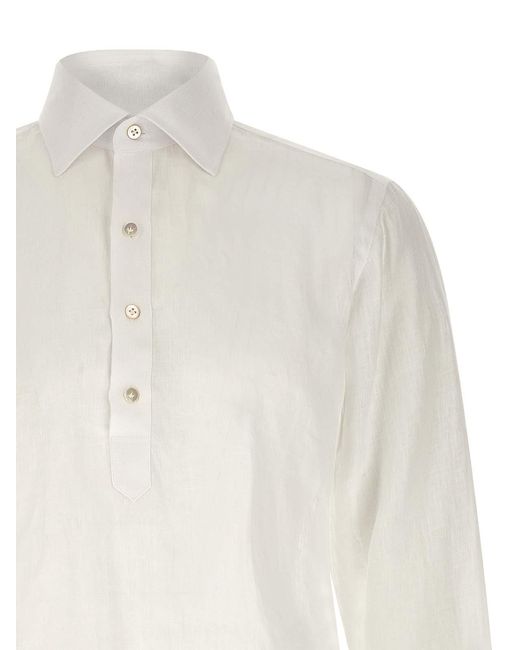 Borriello White Linen Blouse for men