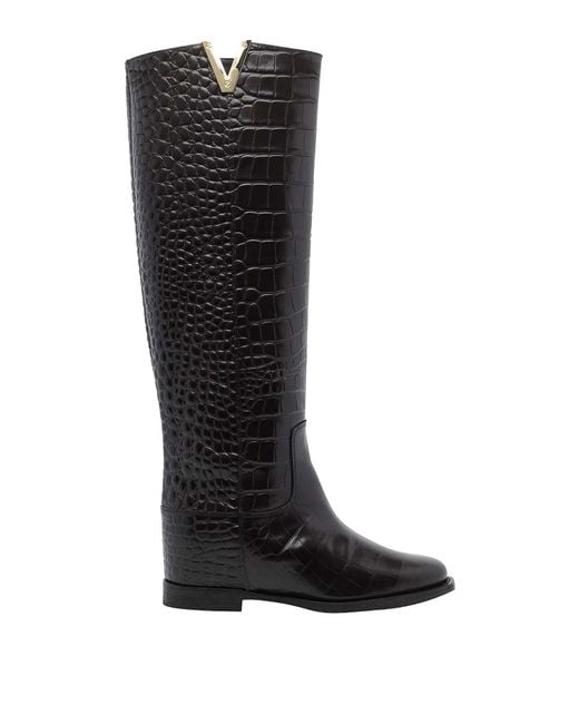 Via Roma 15 Black Leather V Boots