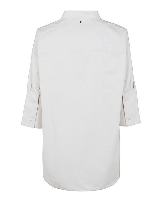 AMI White Mandarin Collar Shirt Clothing