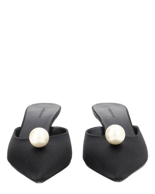 Magda Butrym White Silk Mule With Pearl