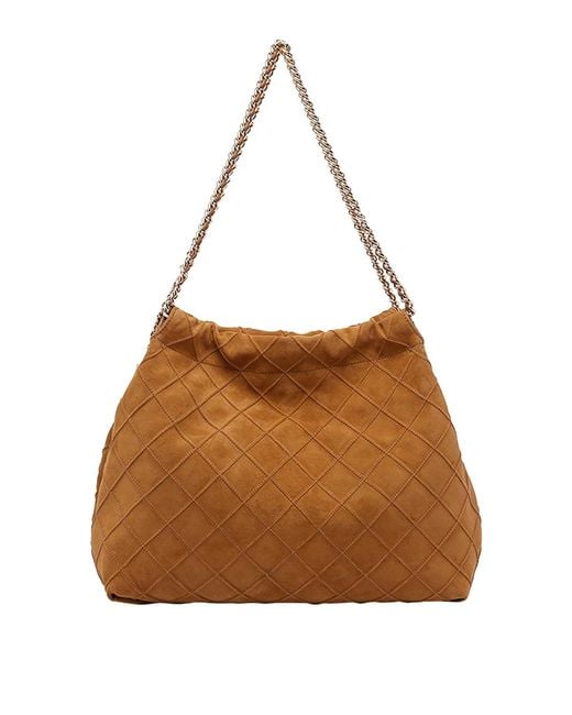 Tory Burch Brown Fleming Suede Hobo Bag