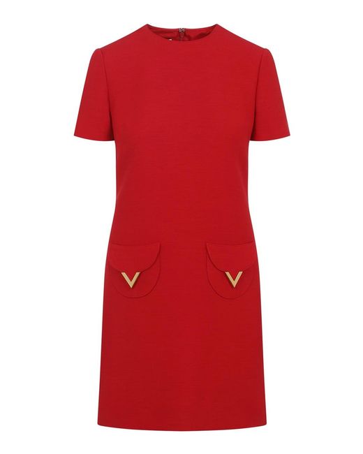 Valentino Red Wool Mini Dress