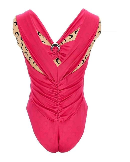 MARINE SERRE Pink Logo Bodysuit
