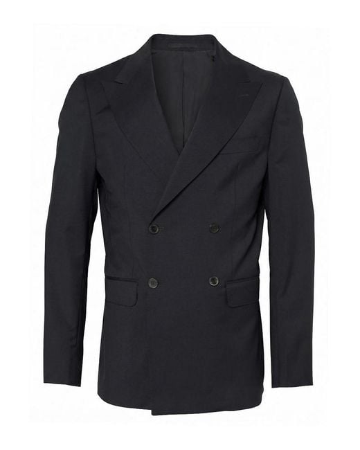 Low Brand Blue Breasted Blazer for men