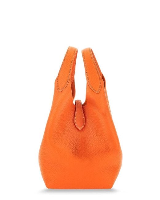 Polo Ralph Lauren Orange Leather Shoulder Bag With Engraved Logo