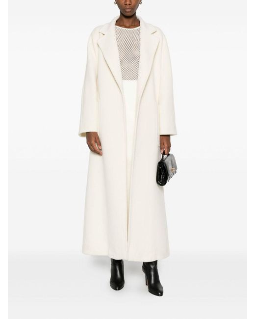 Tagliatore White Wool Long Coat