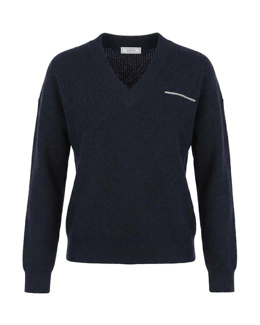 Peserico Blue V-Neck Sweater