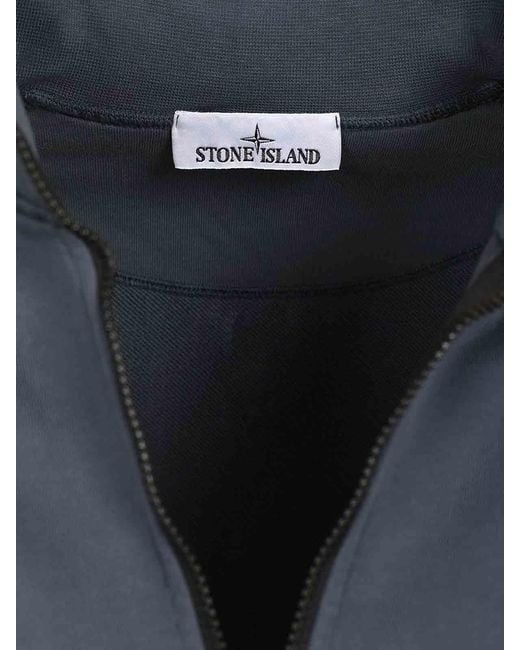Stone Island Gray Organic Cotton Sweatshirt With Short Zip for men