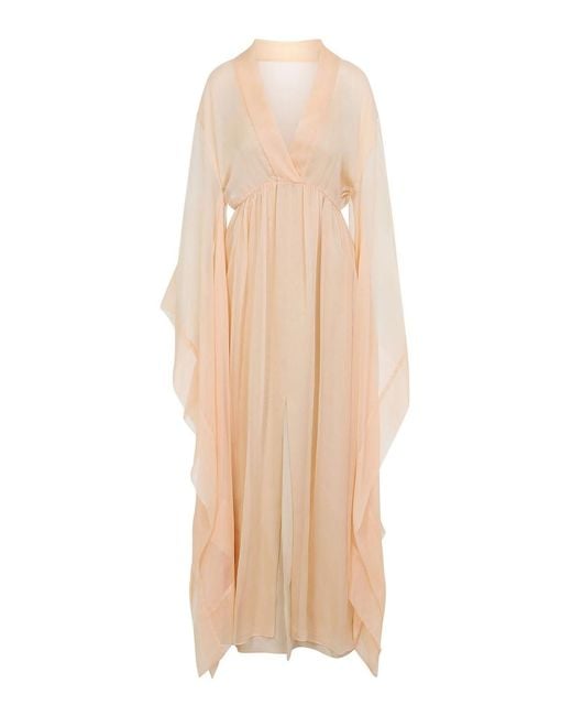 Alberta Ferretti Natural Chiffon Long Dress