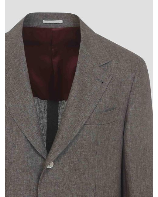 Brunello Cucinelli Gray Linen Jacket for men