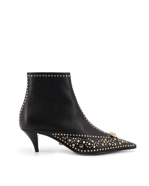 Versace Black Studded La Medusa Anke Boots