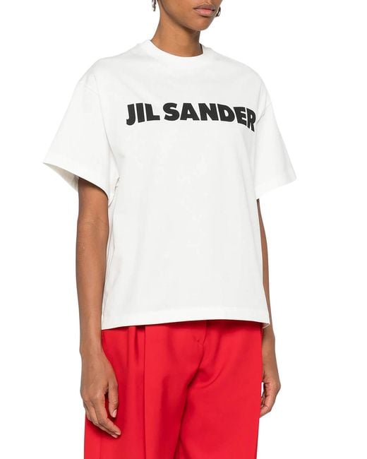 Jil Sander White Cotton T-Shirt With Logo