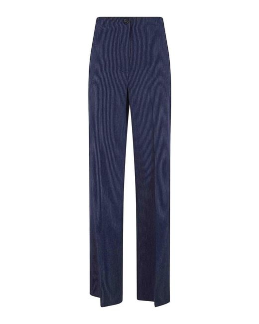 Seventy Blue Popeline Viscose Fluid Trousers