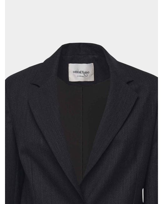Ottod'Ame Black Single-Breasted Wool Blend Blazer
