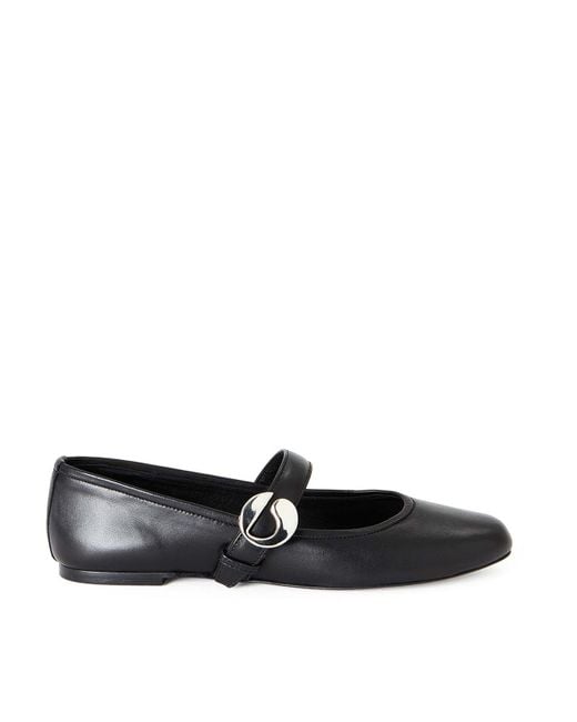 Coperni Black Mary Jane Belt Leather Ballerina Flats