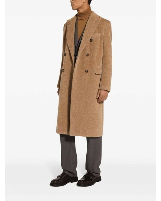 Dolce & Gabbana Natural Virgin Wool Coat for men
