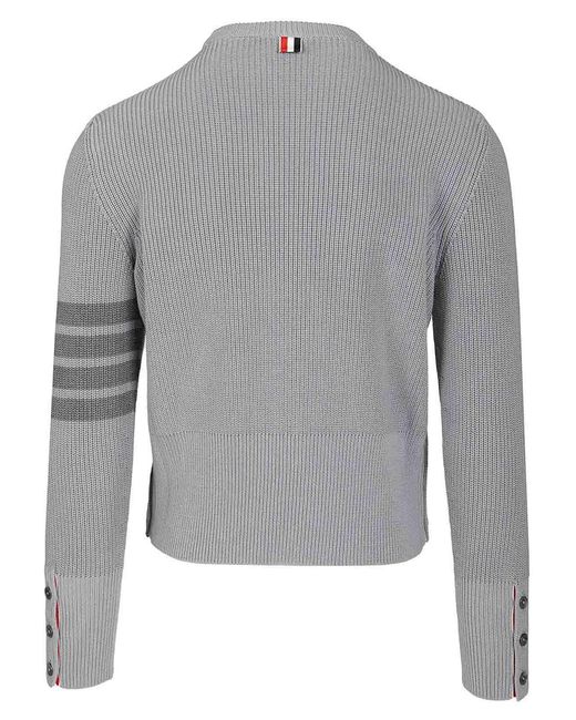Thom Browne Gray Cotton Sweater for men