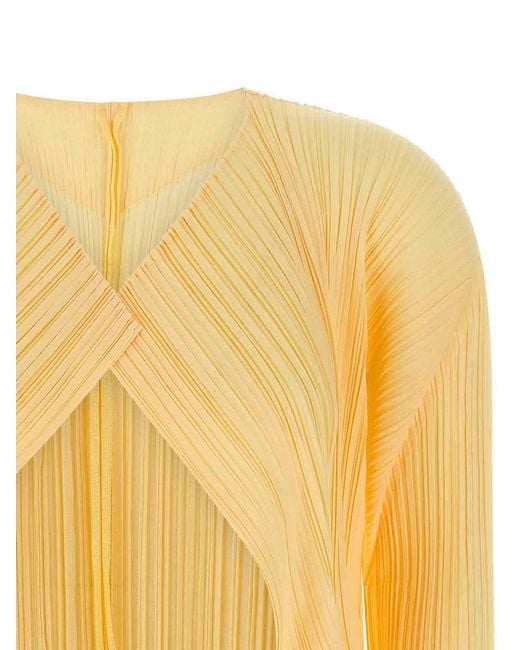 Pleats Please Issey Miyake Yellow Mellow Pleats Cardigan
