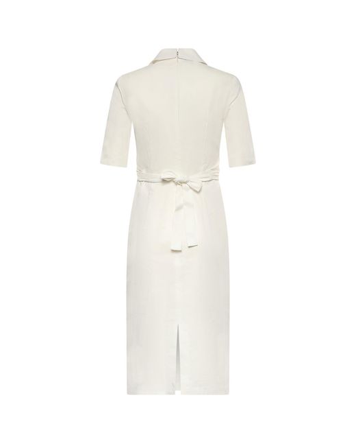 Pinko White Midi Dress With Bow