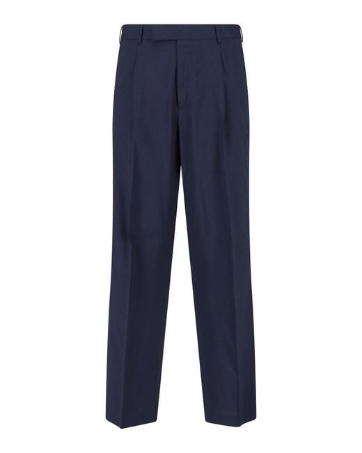 PT Torino Blue Virgin Wool Trousers for men